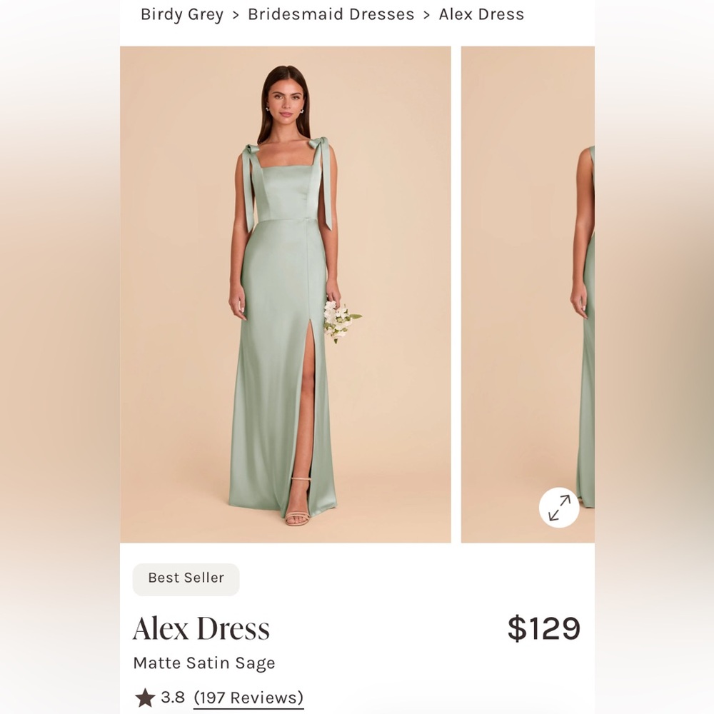 Sage Green Birdy Grey Evening Dress - Picture 2 of 4